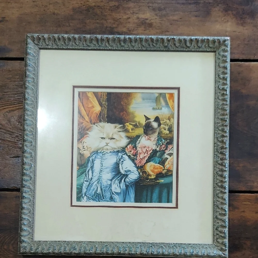 Crazy Catittude Whimsical Cat and Feline Victorian Framed Print - Picture 2 of 5